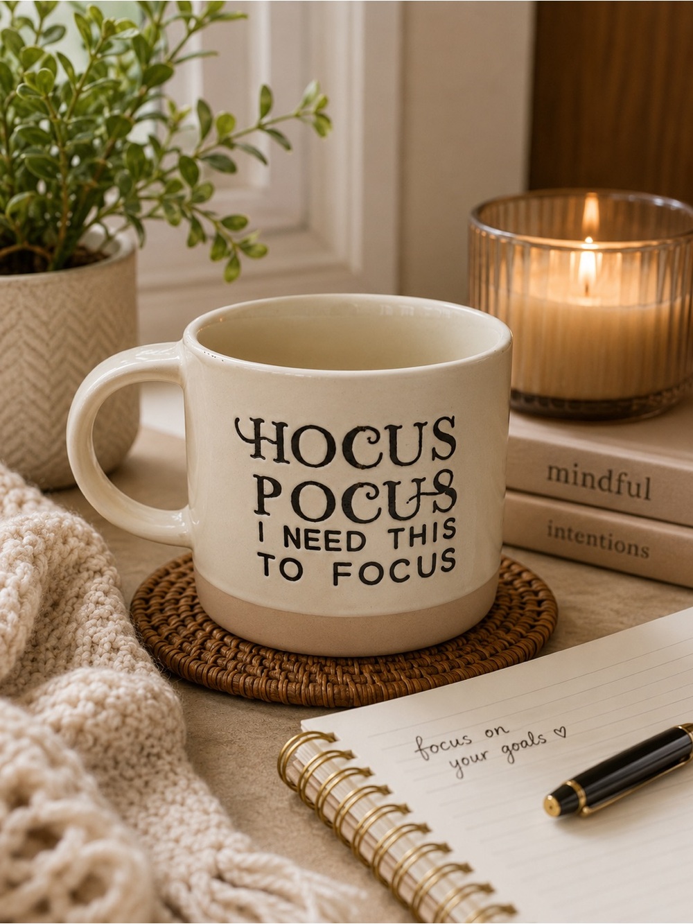 Place & Time Joann’s Hocus Pocus I Need To Focus mug stoneware coffee Halloween